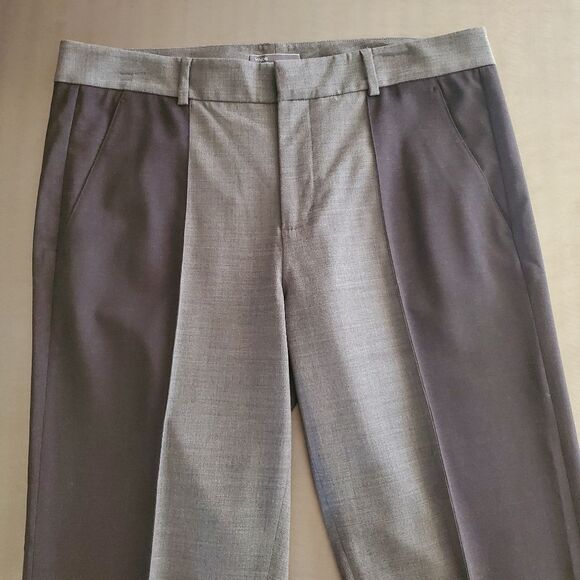 Vince Contrast Panel High Rise Tapered Leg Wool Trouser Pants Gray Black 10 - Picture 3 of 13